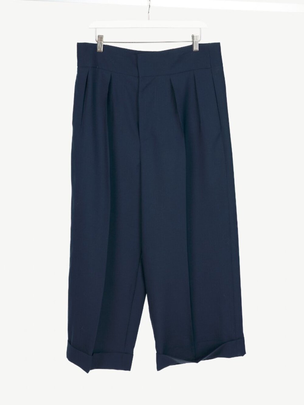 Marni Deep Blue Wool Two Ply Fresco Cropped Trousers